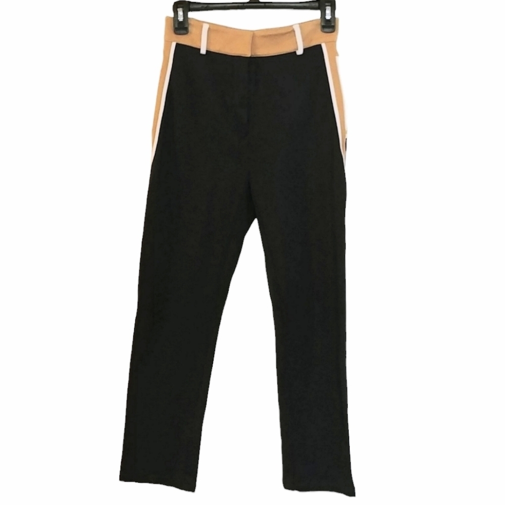 BLDWN Venture Pants Women XS Navy Tan Side Stripe Slim Leg Colorblock 21K0261037